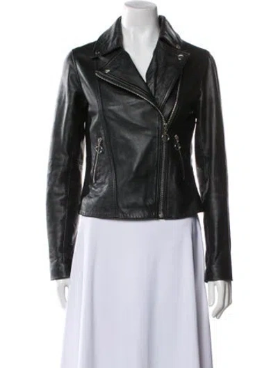 Pre-owned Barneys New York Leather Biker Jacket In Black