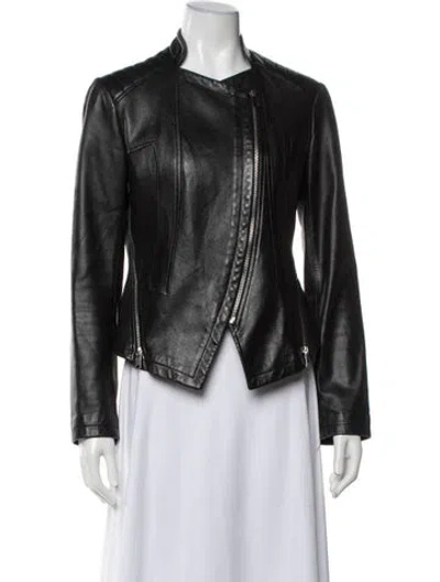 Pre-owned Barneys New York Leather Biker Jacket In Black