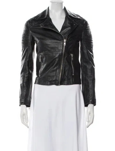 Pre-owned Barneys New York Leather Biker Jacket In Black