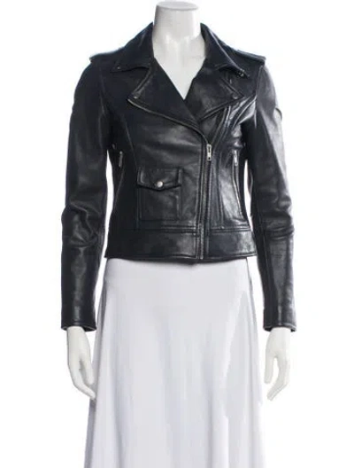 Pre-owned Barneys New York Leather Biker Jacket In Black