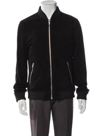 Pre-owned Barneys New York Leather Bomber Jacket In Black