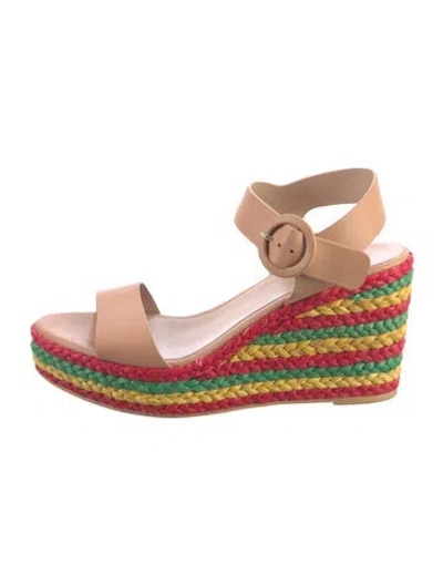 Pre-owned Barneys New York Leather Colorblock Pattern Espadrilles In Neutral