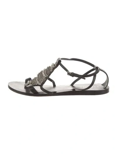 Pre-owned Barneys New York Leather Gladiator Sandals In Black