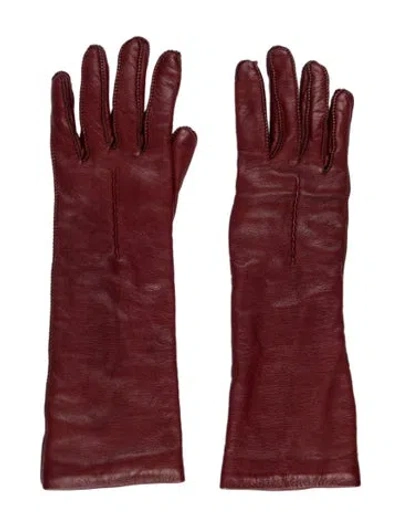 Pre-owned Barneys New York Leather Gloves In Red