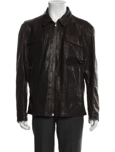 Pre-owned Barneys New York Leather Jacket In Brown