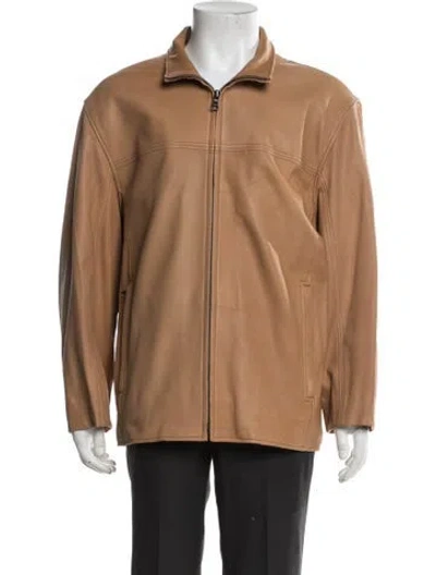 Pre-owned Barneys New York Leather Jacket In Neutral