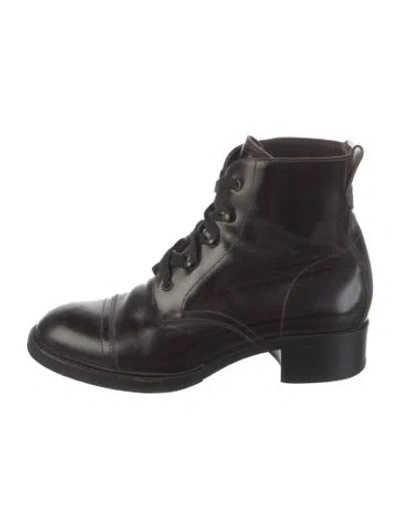 Pre-owned Barneys New York Leather Lace-up Boots In Brown