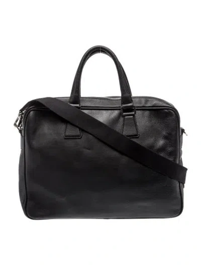 Pre-owned Barneys New York Leather Messenger Bag W/ Tags In Black