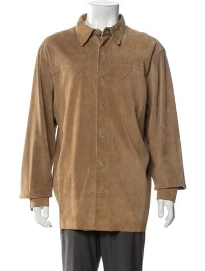 Pre-owned Barneys New York Leather Overcoat In Brown
