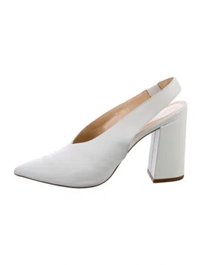 Pre-owned Barneys New York Leather Slingback Pumps In White