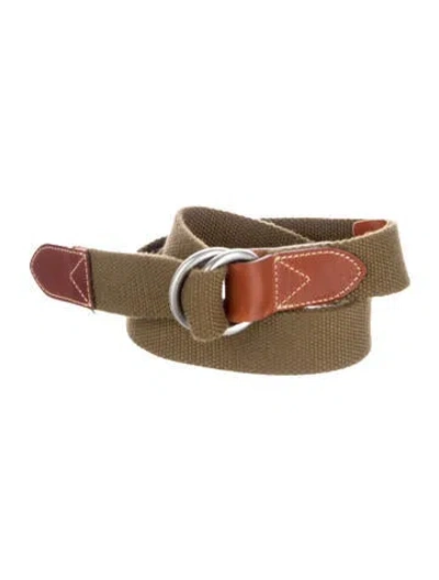 Pre-owned Barneys New York Leather Trim Embellishment Belt In Green