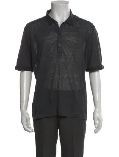 Pre-owned Barneys New York Linen Collar Polo Shirt In Gray
