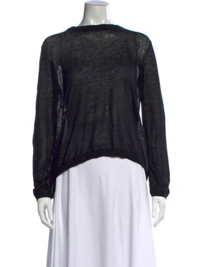 Pre-owned Barneys New York Linen Crew Neck Sweater In Black
