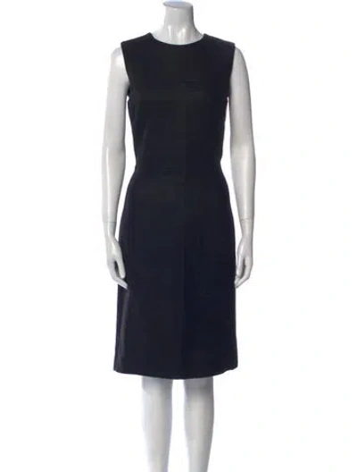 Pre-owned Barneys New York Linen Knee-length Dress In Black