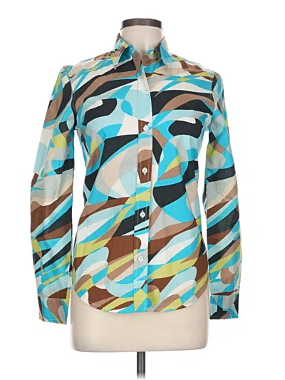 Pre-owned Barneys New York Long Sleeve Button Down Shirt In Blue