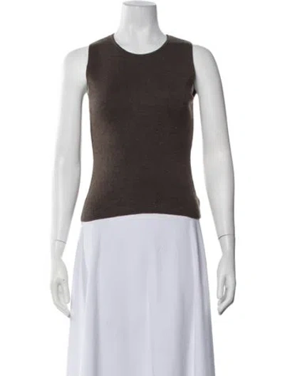 Pre-owned Barneys New York Merino Wool Crew Neck Top In Brown