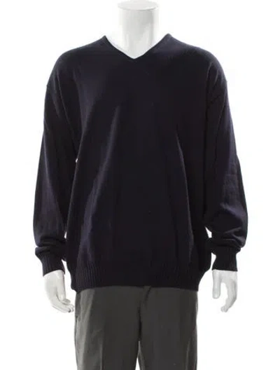 Pre-owned Barneys New York Merino Wool V-neck Pullover In Gray