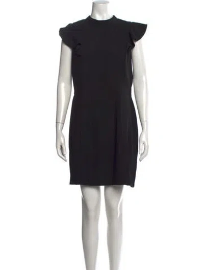 Pre-owned Barneys New York Mock Neck Mini Dress In Black