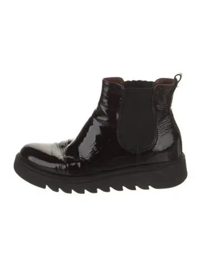 Pre-owned Barneys New York Patent Leather Chelsea Boots In Black