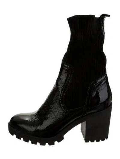 Pre-owned Barneys New York Patent Leather Sock Boots In Black