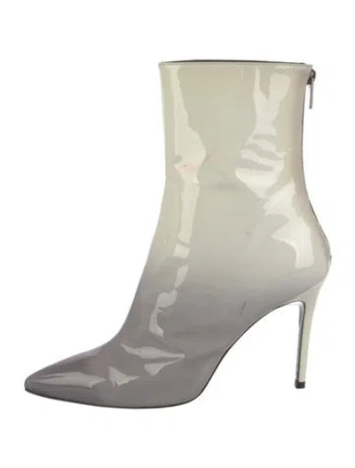 Pre-owned Barneys New York Patent Leather Tie-dye Print Boots In White
