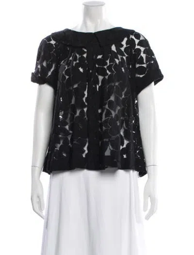 Pre-owned Barneys New York Patterned Short Sleeve Top In Black