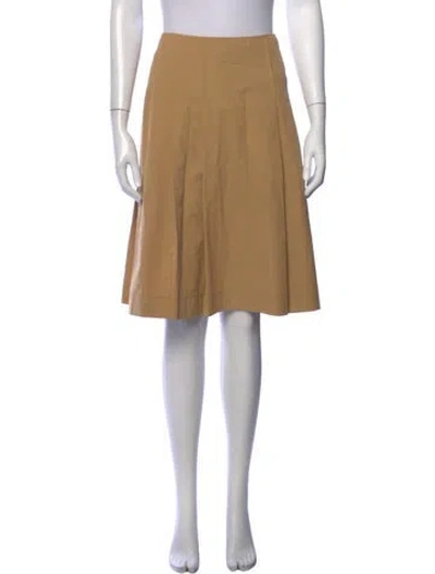 Pre-owned Barneys New York Pleated Accents Knee-length Skirt In Brown