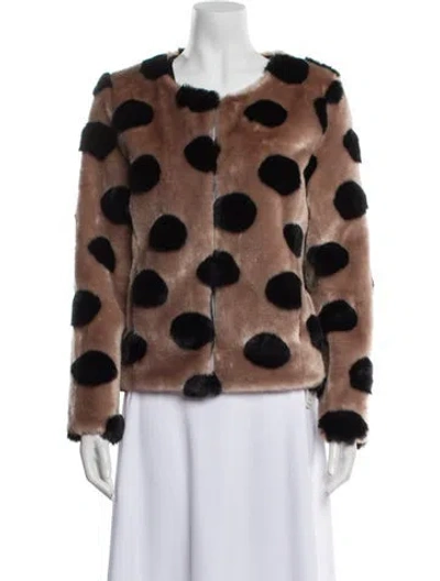 Pre-owned Barneys New York Polka Dot Print Faux Fur Jacket In Neutral