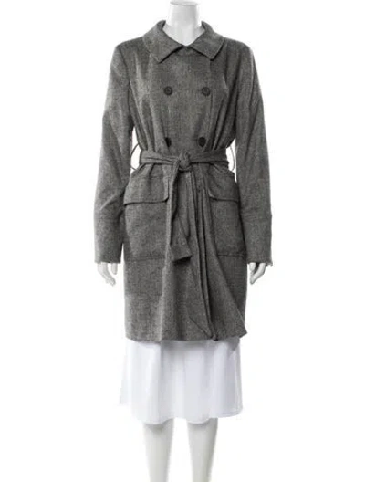 Pre-owned Barneys New York Printed Trench Coat In Gray