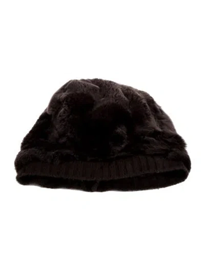 Pre-owned Barneys New York Rabbit Hat In Brown