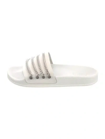 Pre-owned Barneys New York Rubber Chain-link Accents Slides In Neutral