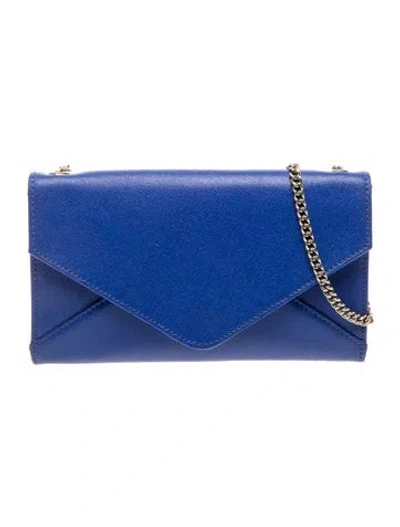 Pre-owned Barneys New York Saffiano Leather Crossbody Bag In Blue