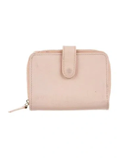 Pre-owned Barneys New York Saffiano Leather Wallet In Pink