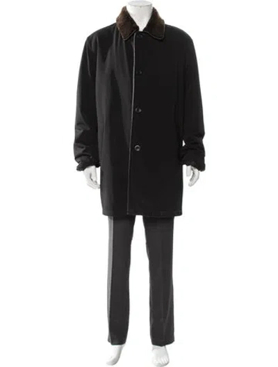 Pre-owned Barneys New York Shearling Overcoat In Black