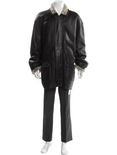 Pre-owned Barneys New York Shearling Parka In Gray