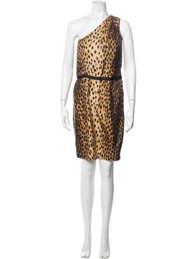 Pre-owned Barneys New York Silk Knee-length Dress In Brown