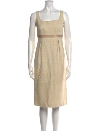 Pre-owned Barneys New York Silk Knee-length Dress In Neutrals