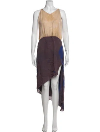 Pre-owned Barneys New York Silk Long Dress In Purple
