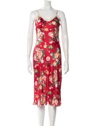 Pre-owned Barneys New York Silk Midi Length Dress In Red