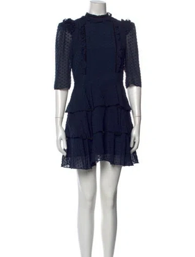 Pre-owned Barneys New York Silk Mini Dress In Blue