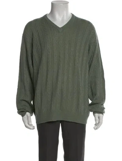 Pre-owned Barneys New York Silk Patterned Pullover In Green