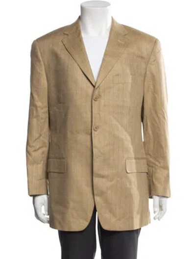 Pre-owned Barneys New York Silk Plaid Print Blazer In Neutrals