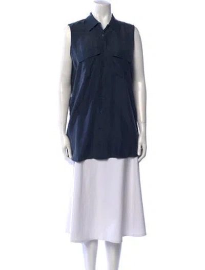 Pre-owned Barneys New York Silk Sleeveless Tunic In Blue