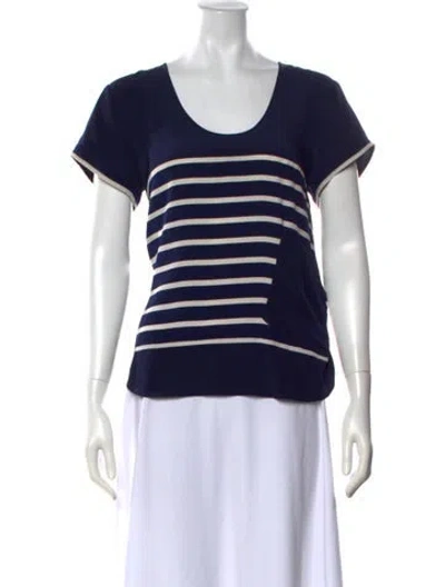Pre-owned Barneys New York Silk Striped T-shirt In Blue