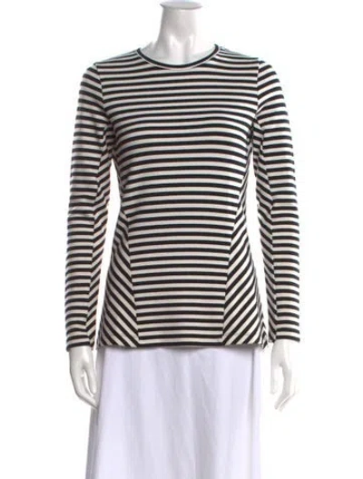 Pre-owned Barneys New York Striped Crew Neck Top In Black
