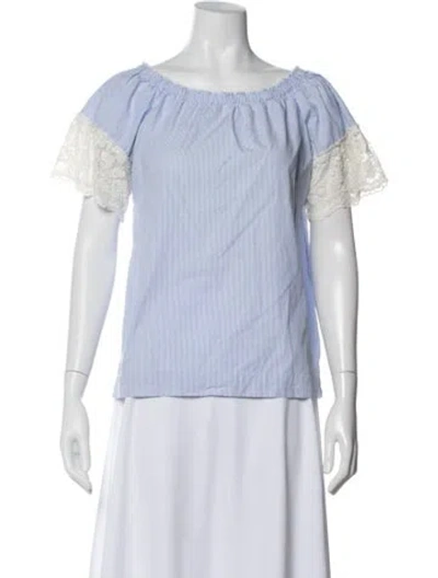 Pre-owned Barneys New York Striped Off-the-shoulder Blouse In Multi