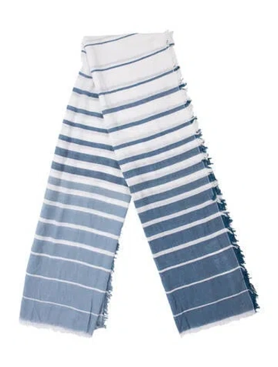 Pre-owned Barneys New York Striped Scarf In Blue