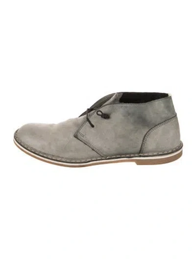 Pre-owned Barneys New York Suede Lace-up Boots In Gray