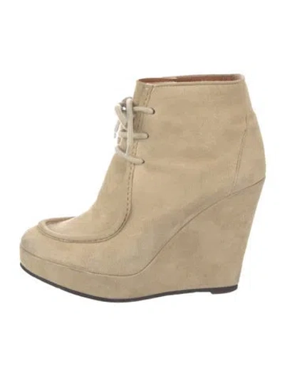 Pre-owned Barneys New York Suede Lace-up Boots In Neutral