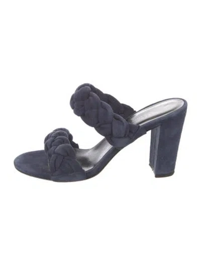 Pre-owned Barneys New York Suede Slides In Blue